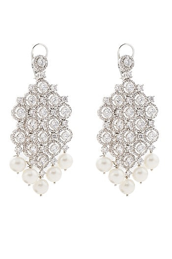 White Gold Plated Chandelier Earrings