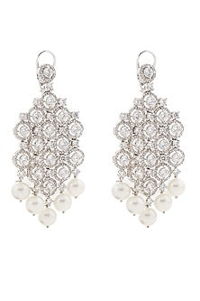 White Gold Plated Chandelier Earrings