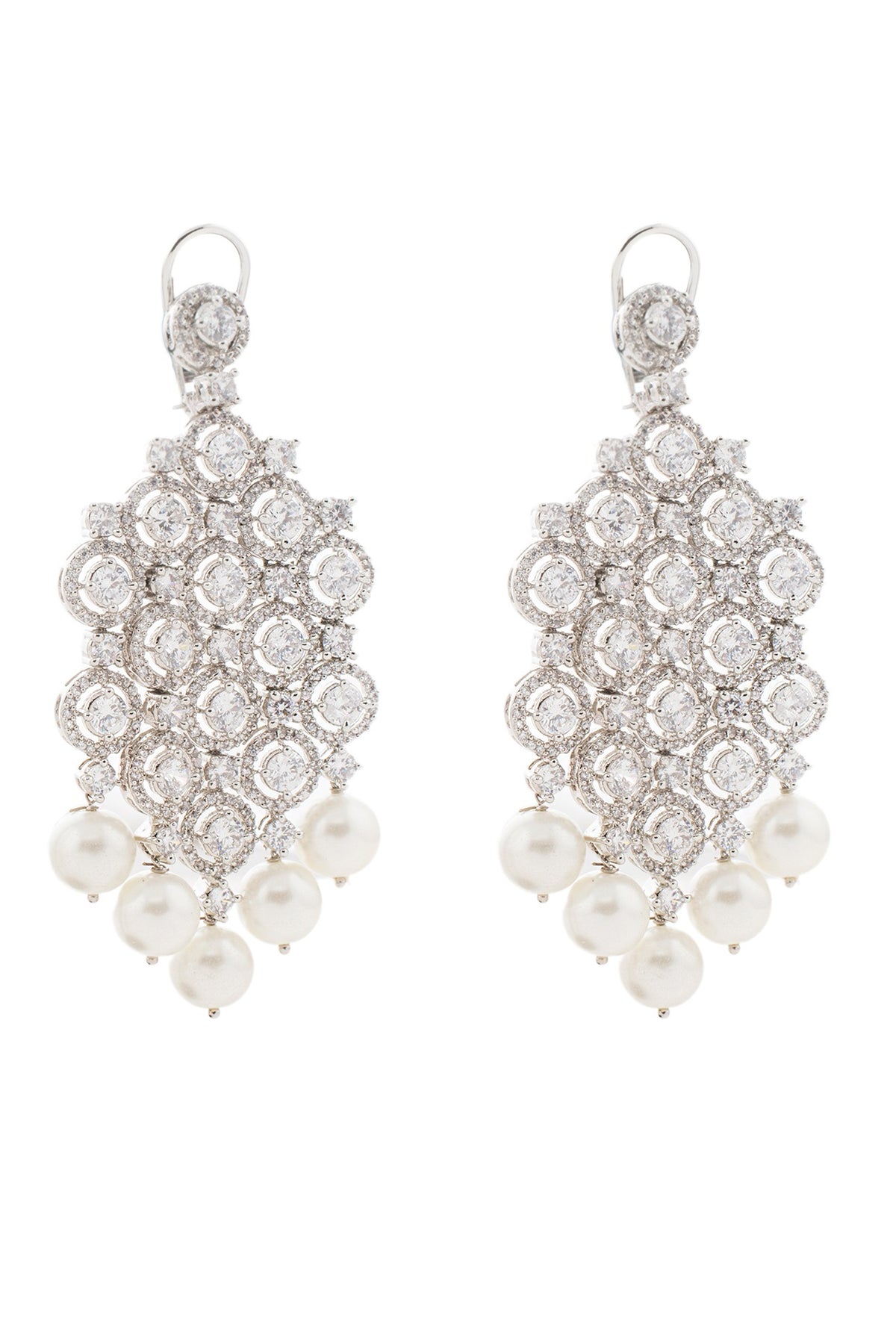 White Gold Plated Chandelier Earrings