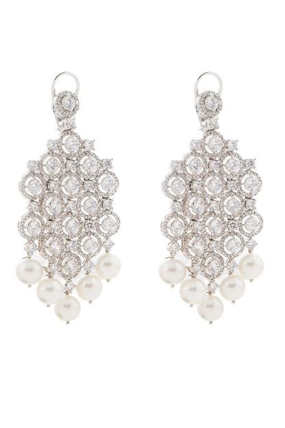 White Gold Plated Chandelier Earrings