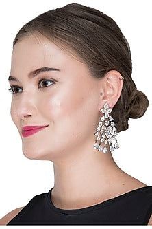 White Gold Finish Dangler Earrings