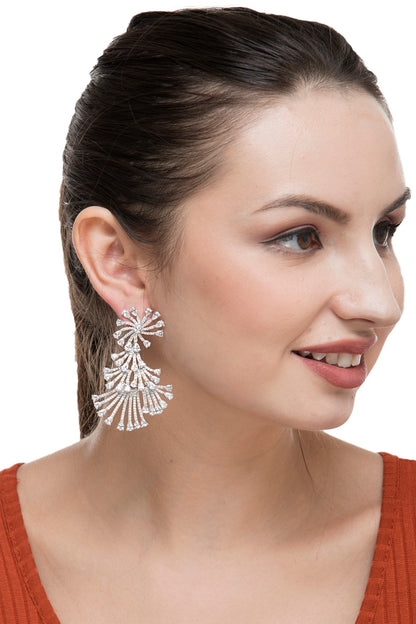 Gold Finish Floral Dangler Earrings