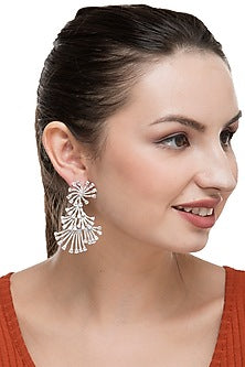 Gold Finish Floral Dangler Earrings
