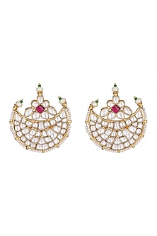 Gold Plated Red Stone Stud Earrings
