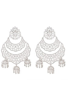White Gold Finish Diamond Earrings