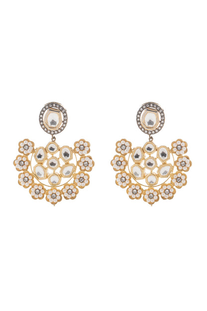 Gold Plated Pearl Dangler Earrings