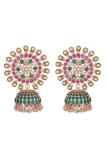 Gold Plated Onyx Jhumka Earrings