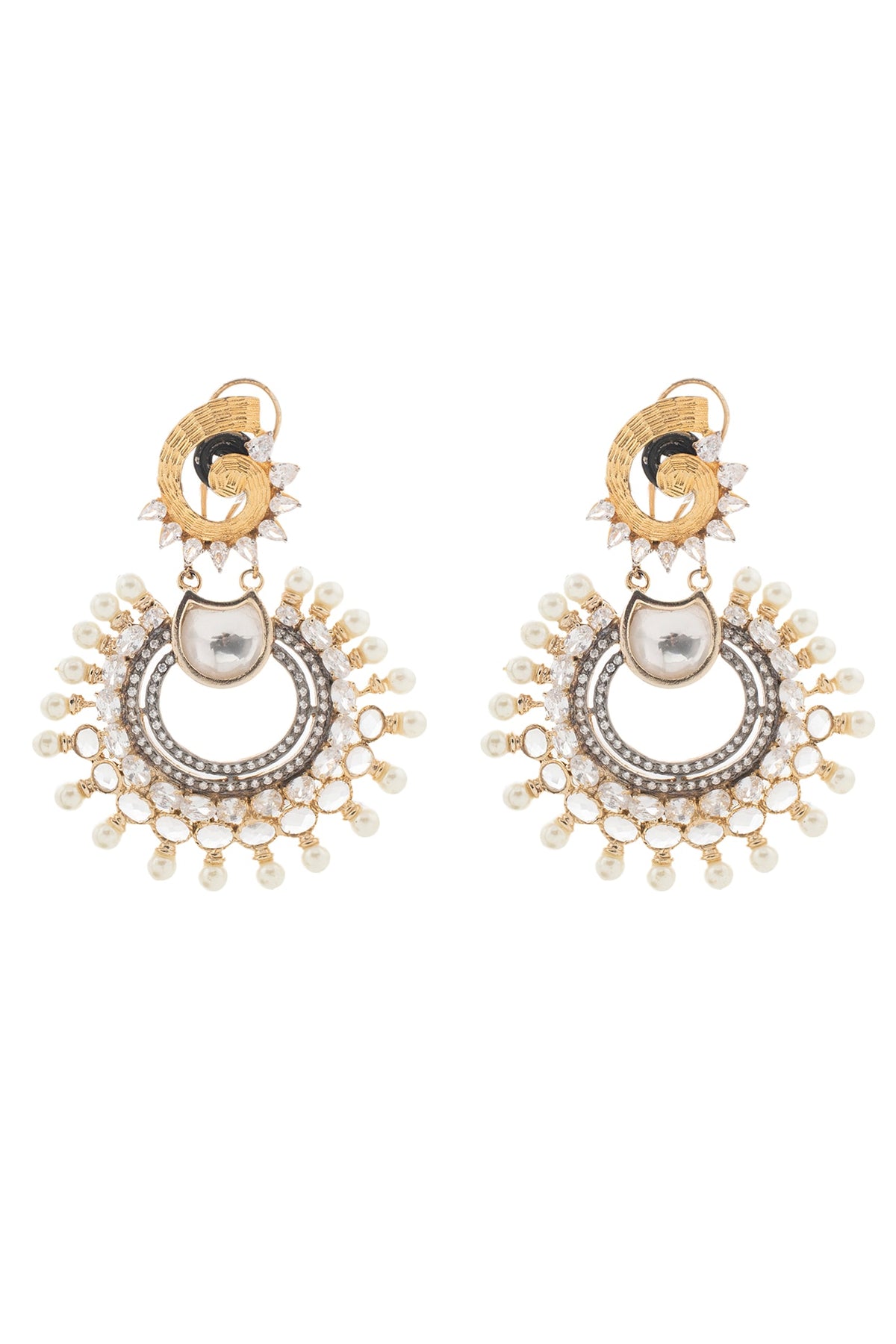 Gold Plated Pearl Chandbali Earrings