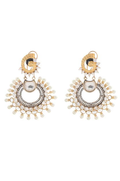 Gold Plated Pearl Chandbali Earrings