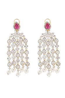 Gold Plated Diamond Dangler Earrings