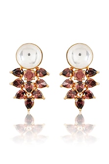 Gold Finish Semi-Precious Stone Earrings