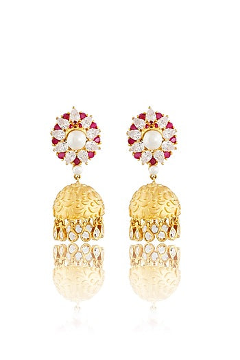 Gold Finish Jhumka Earrings