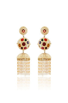 Gold Finish Long Dangler Earrings
