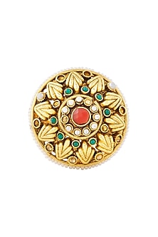 Gold Finish Meenakari Big Ring