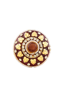Gold Finish Red Meenakari Ring