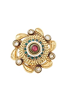 Gold Finish Meenakari Ring