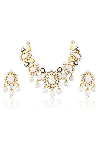 Gold Finish Kundan Necklace Set