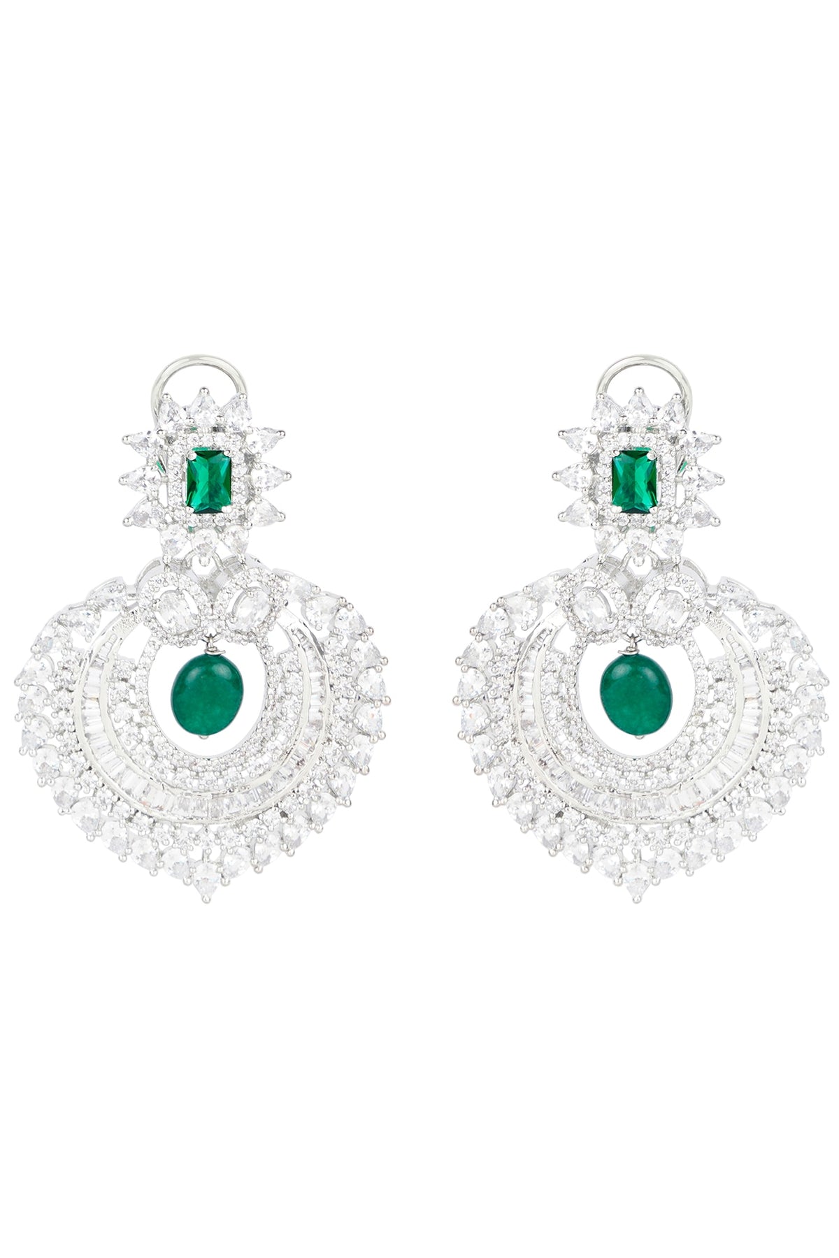 White Gold Finish Dangler Diamond Earrings
