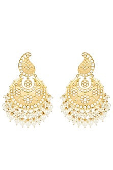 Gold Finish Jhumka Kundan Earrings