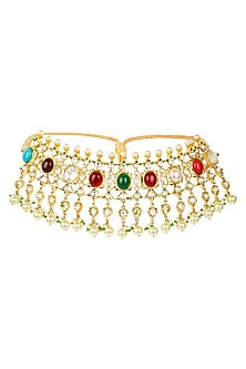 Gold Finish Kundan Choker Necklace Set