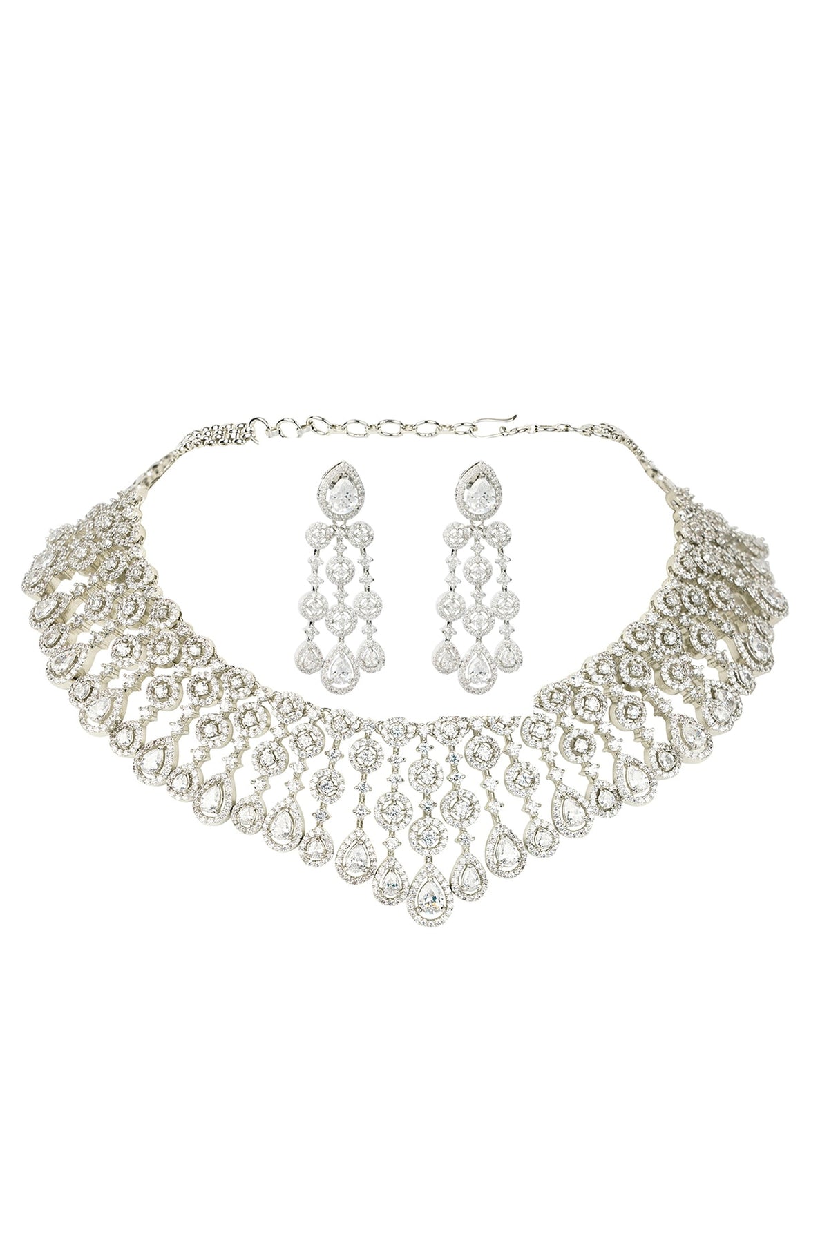 Gold Finish Diamond Necklace Set