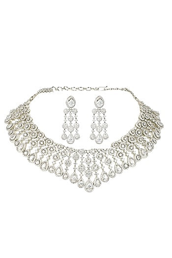 Gold Finish Diamond Necklace Set