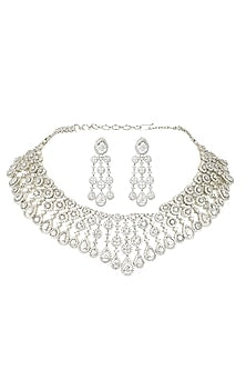 Gold Finish Diamond Necklace Set
