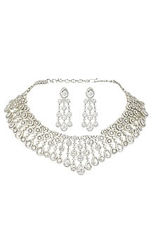 Gold Finish Diamond Necklace Set