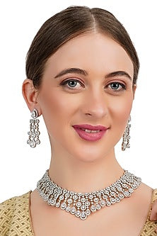 Gold Finish Diamond Necklace Set