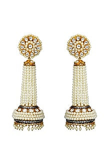Gold Finish Kundan Jhumka Earrings