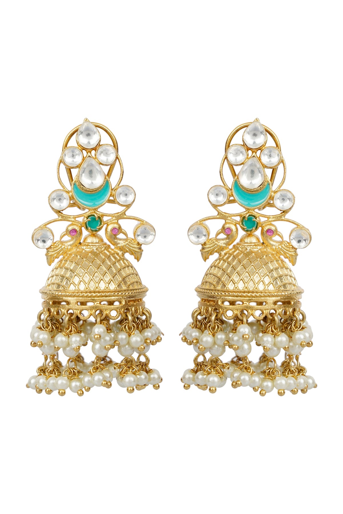 Gold Finish Kundan Earrings