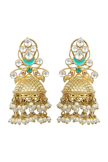 Gold Finish Kundan Earrings