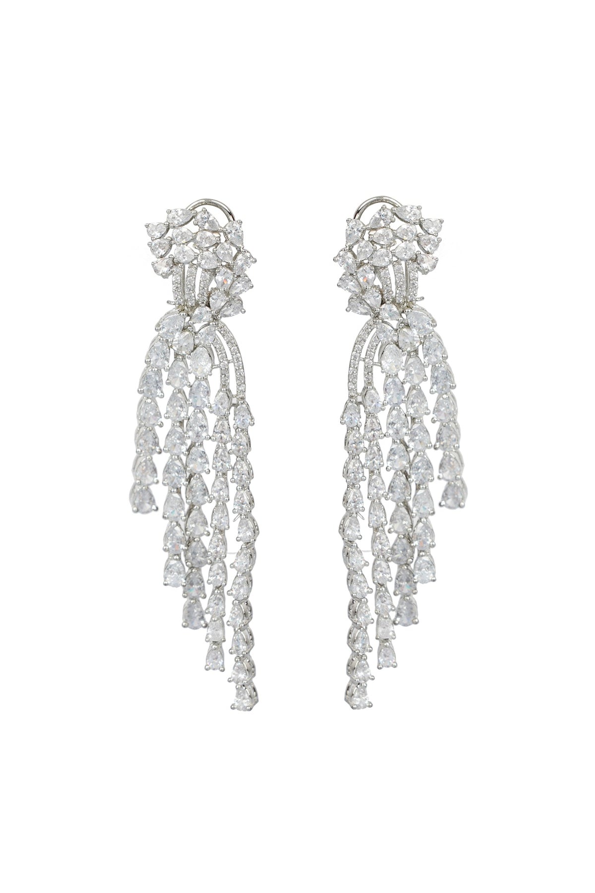 Silver Finish Diamond Earrings