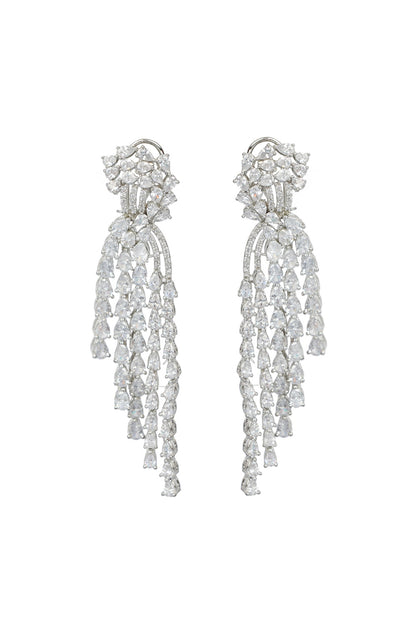 Silver Finish Diamond Earrings