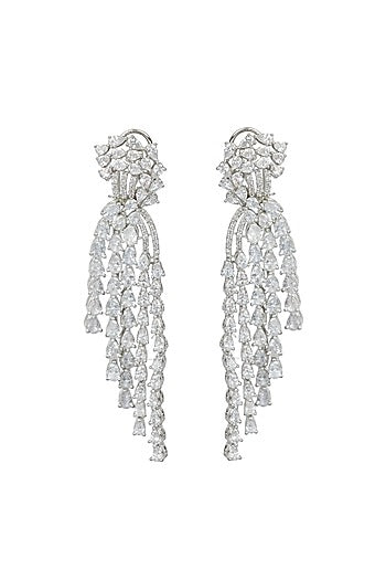 Silver Finish Diamond Earrings