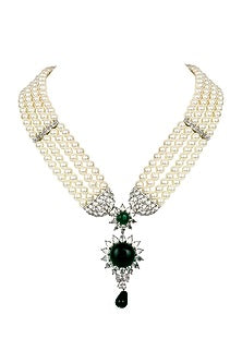 Gold Finish Diamond Mala Necklace Set
