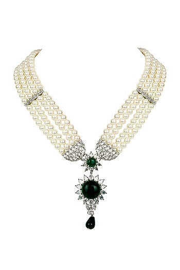 Gold Finish Diamond Mala Necklace Set