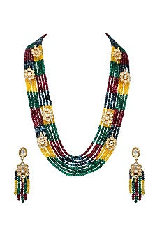 Gold Finish Kundan Long Necklace Set