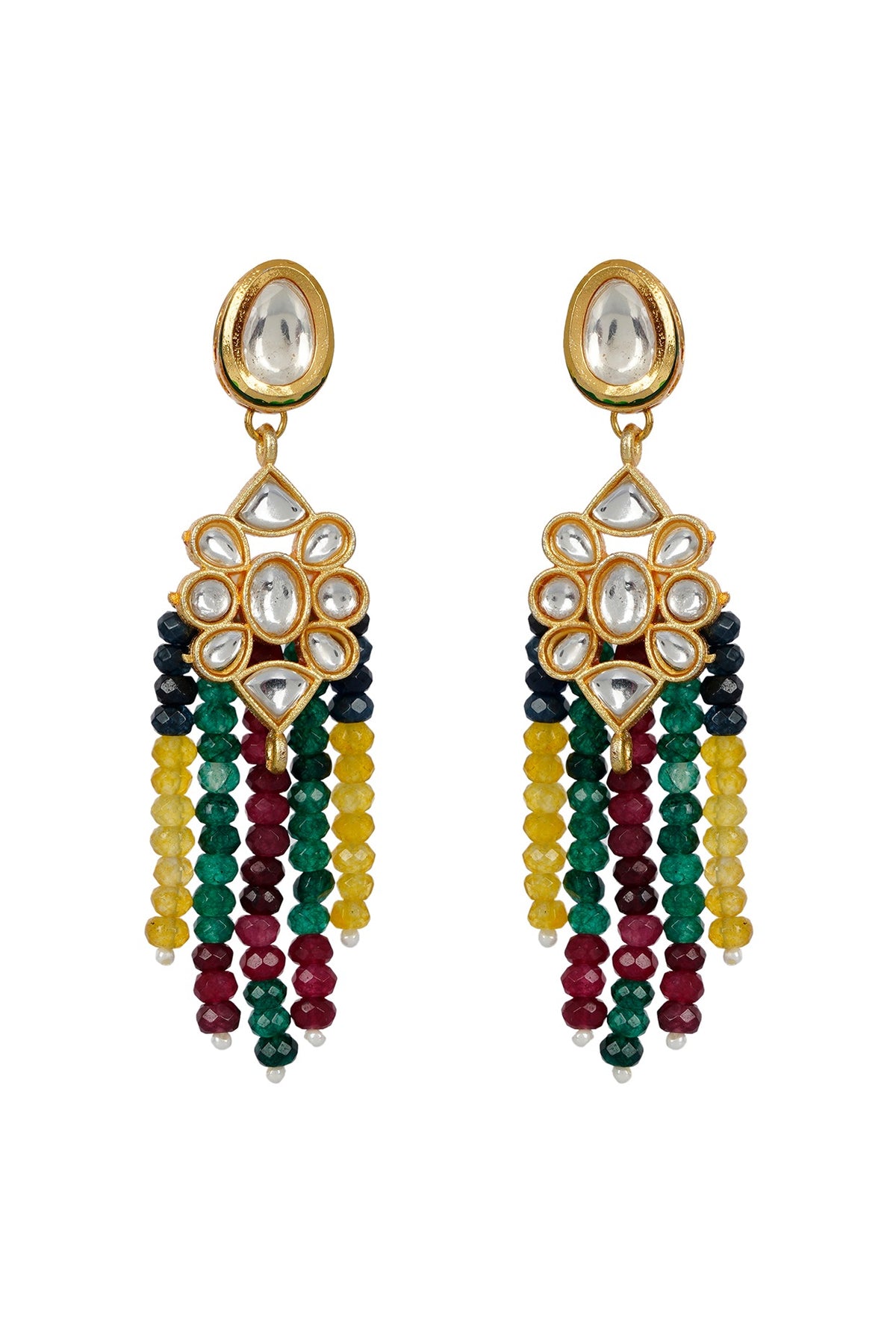 Gold Finish Kundan Long Necklace Set