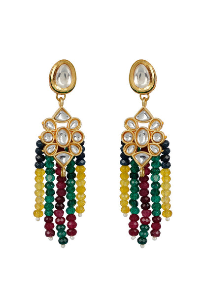 Gold Finish Kundan Long Necklace Set