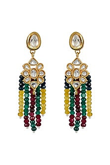 Gold Finish Kundan Long Necklace Set