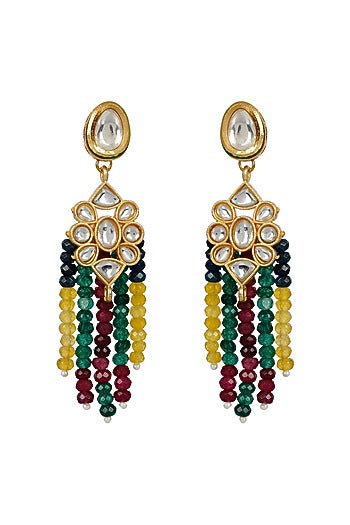 Gold Finish Kundan Long Necklace Set
