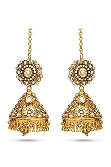 Gold Plated Kundan Chain Earrings