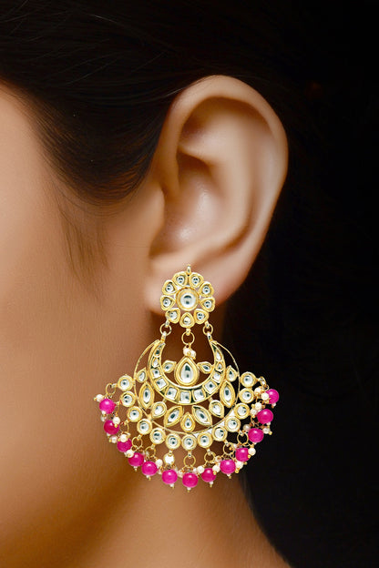 Gold Finish Kundan Chandbali Earrings
