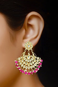 Gold Finish Kundan Chandbali Earrings