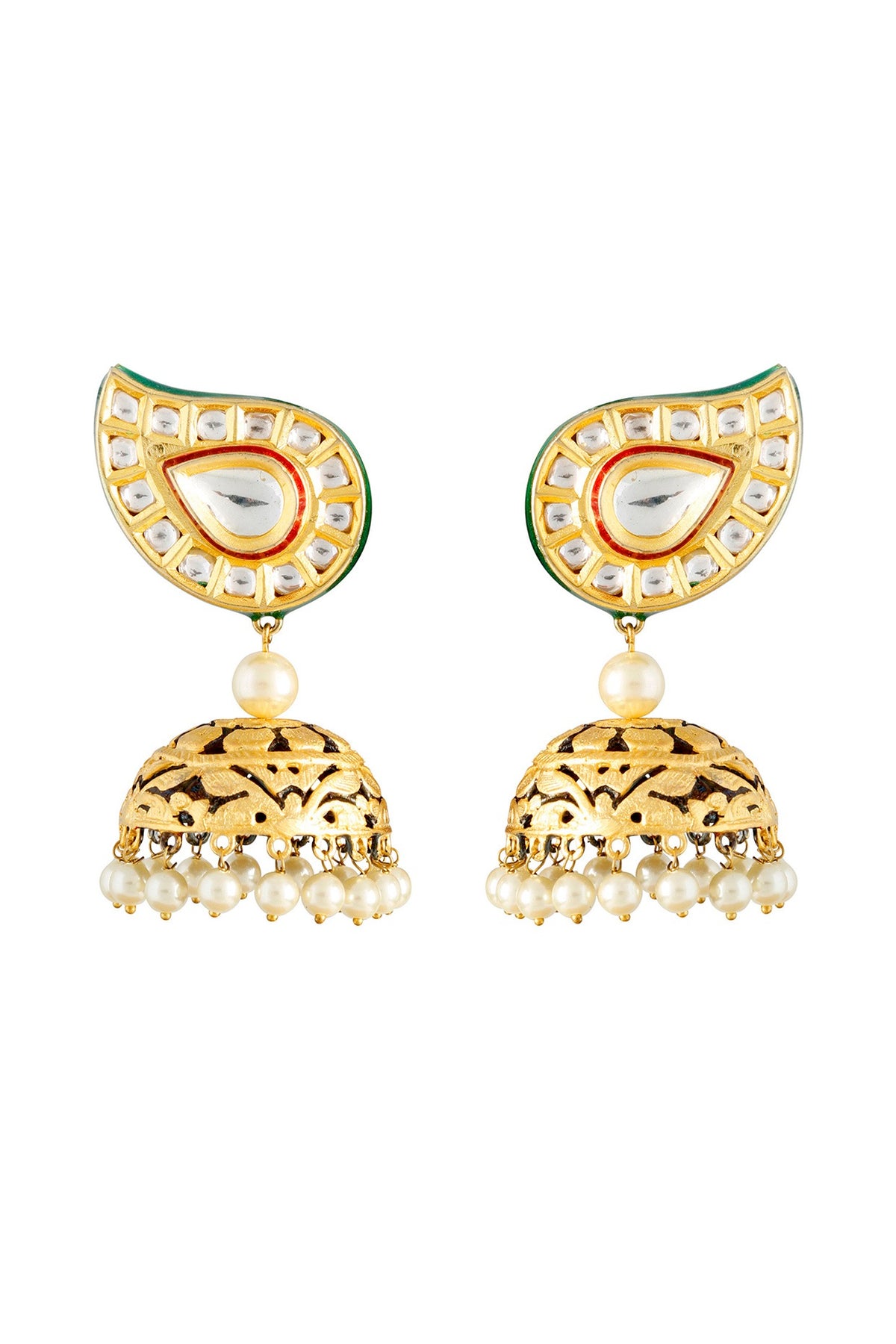 Gold Finish Kundan Earrings