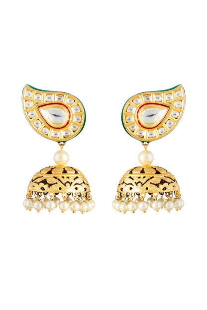 Gold Finish Kundan Earrings