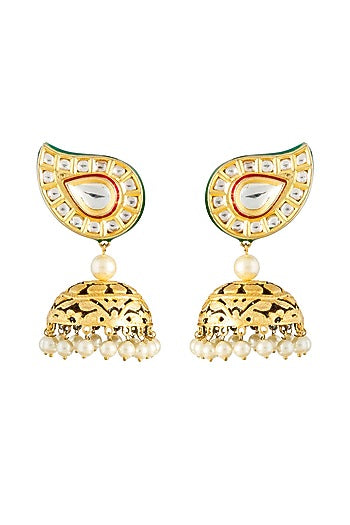 Gold Finish Kundan Earrings