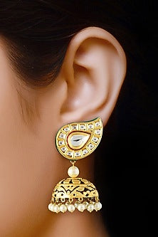Gold Finish Kundan Earrings