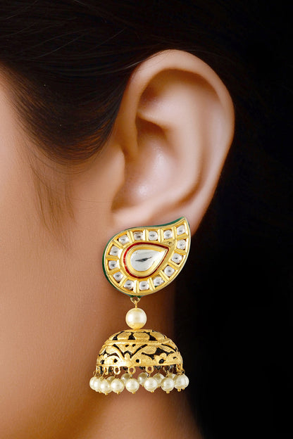 Gold Finish Kundan Earrings